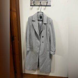 Gray Long Wool-Blend Winter Coat